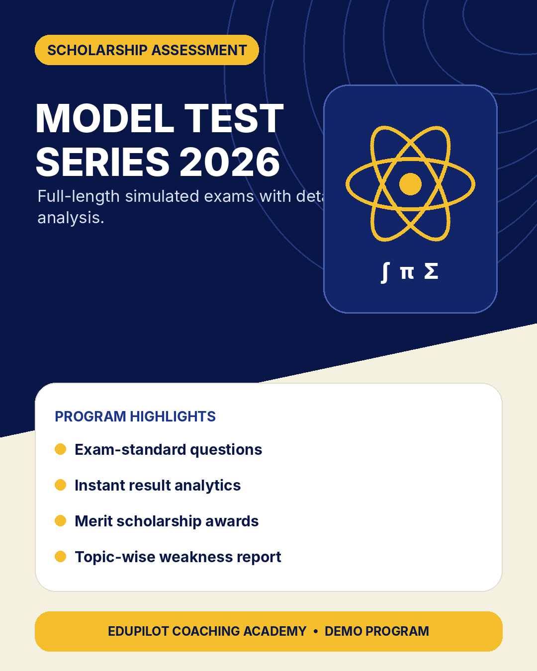 Engineering Scholarship Model Test Registration