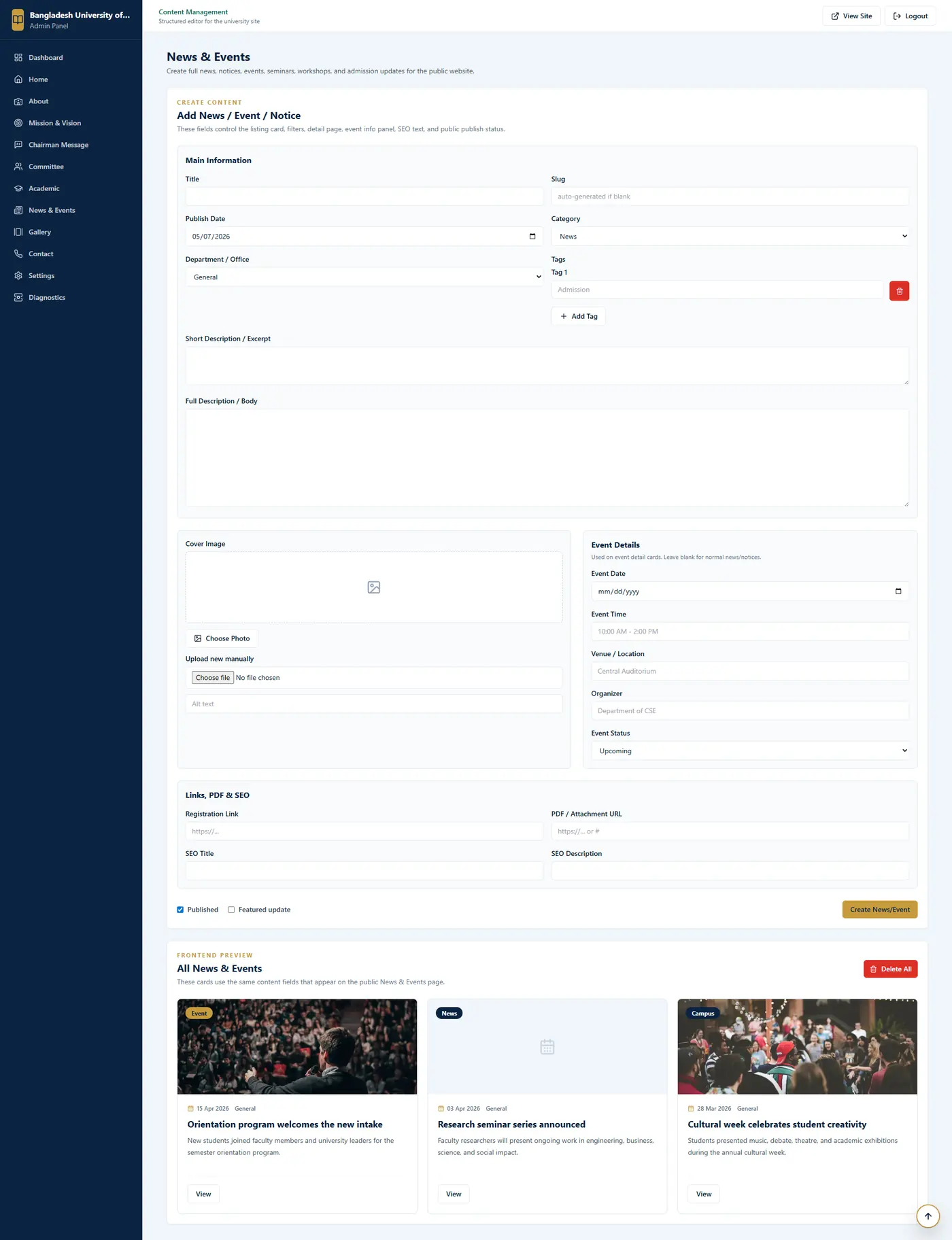 News & Event Editor