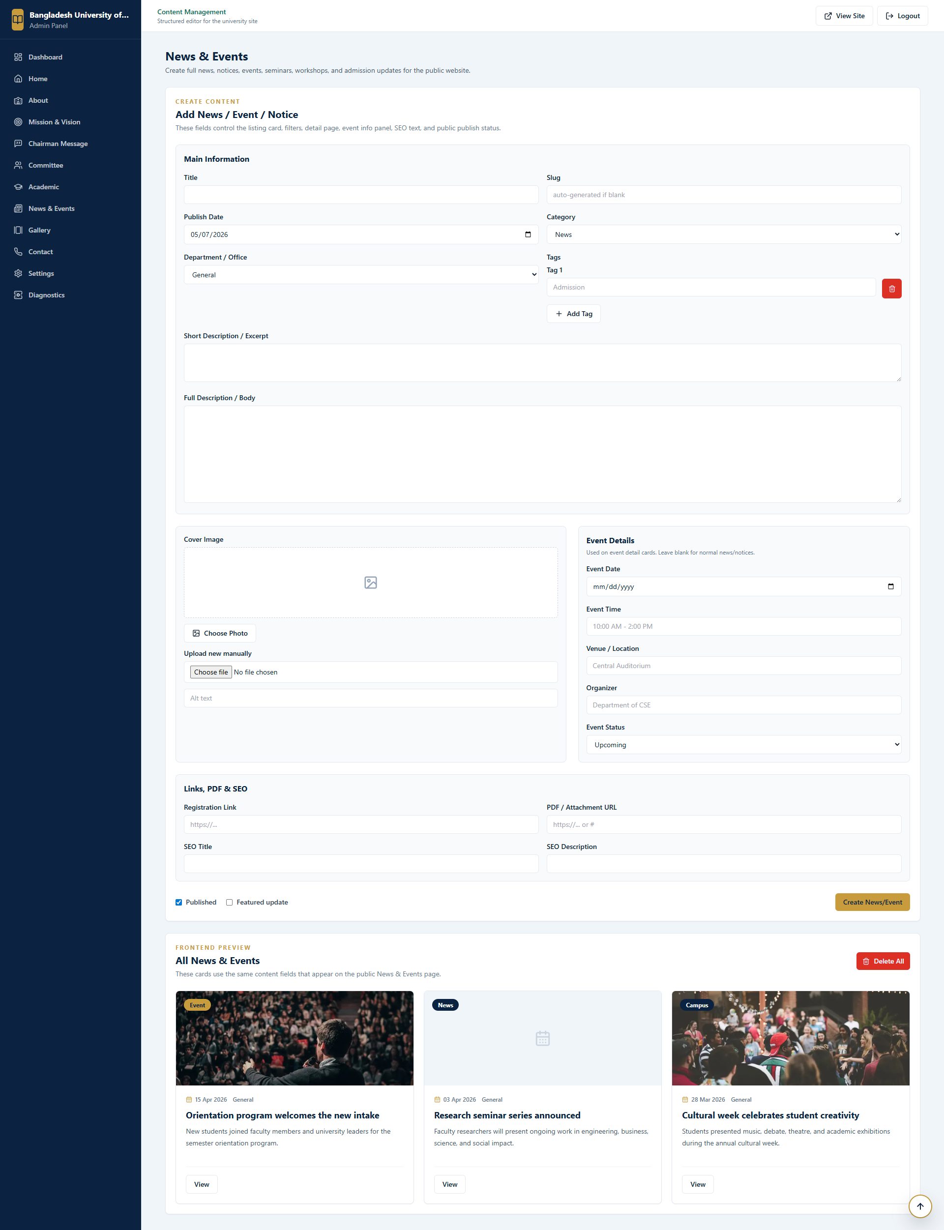 Admin Editor