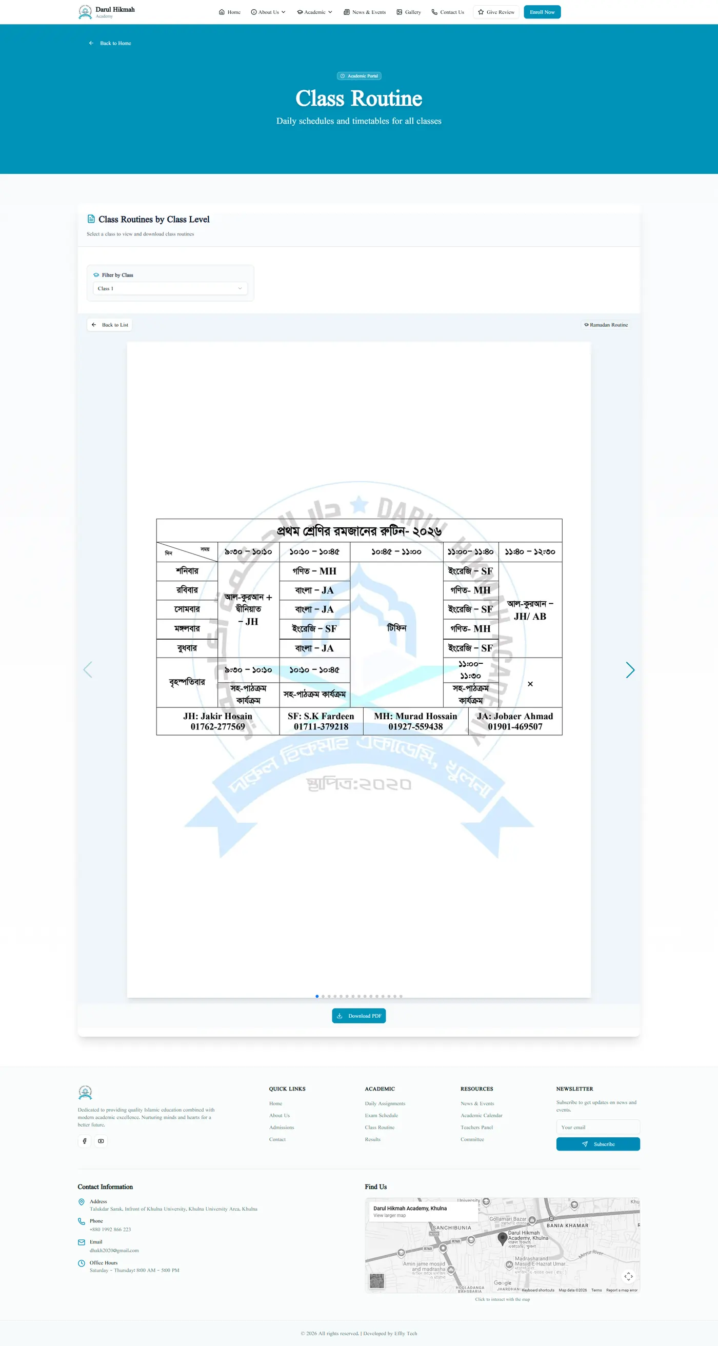 Class Routine Viewer